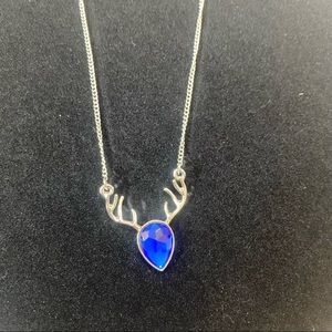Blue Crystal Deer Antler Necklace